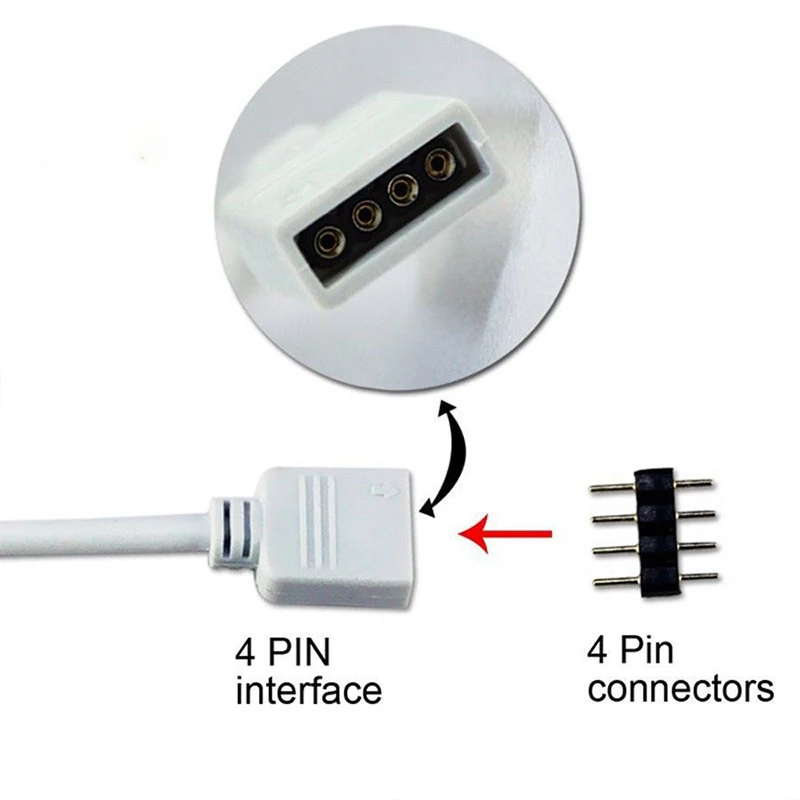 4 Prisegti RGB jungties kabelį nuo 1 iki 2 prievadų LED prailginimo skirstytuvo kabelio laidas 2835 5050 RGB LED juostoms su 4 kaiščių kištukais Nuotrauka 3