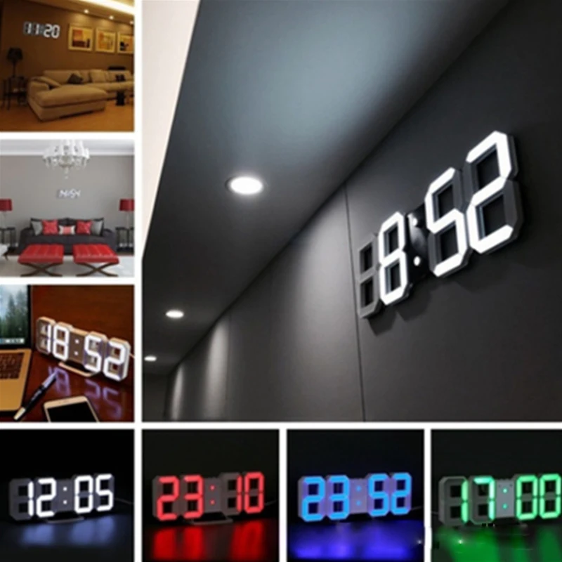 Šiaurės šalių didelis skaitmeninis sieninis laikrodis Virtuvės LED ekranas Namų laikrodžiai Sieniniai laikrodžiai Naktinis USB elektroninis žadintuvas Vonios kambario stalo laikrodis Nuotrauka 0