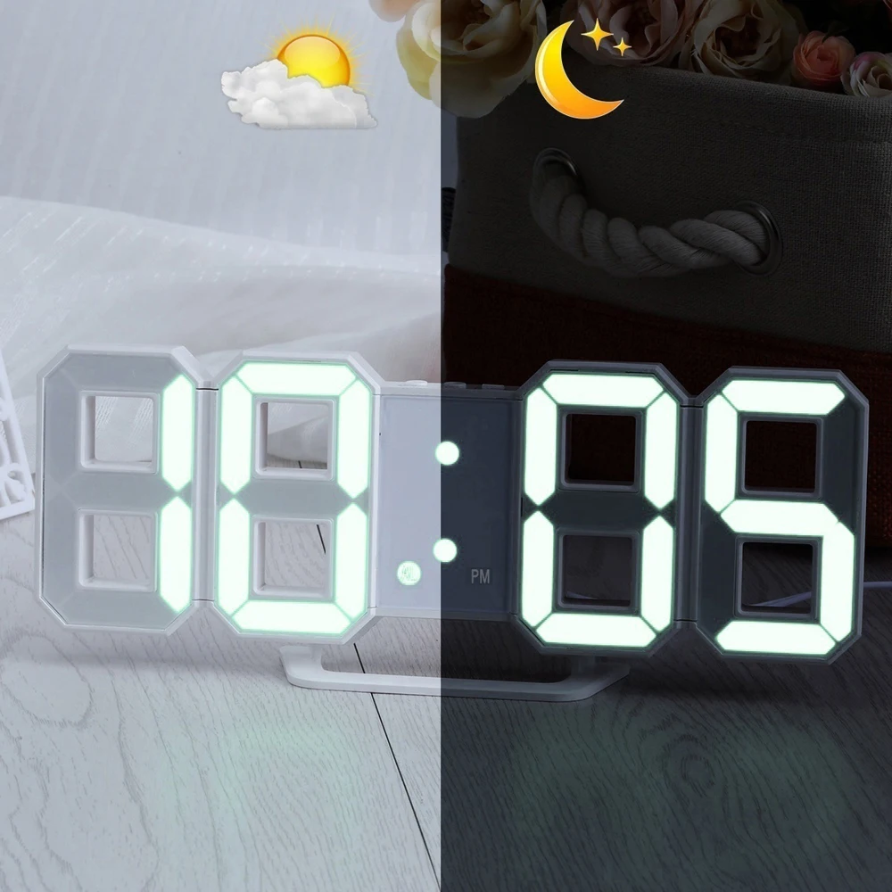Šiaurės šalių didelis skaitmeninis sieninis laikrodis Virtuvės LED ekranas Namų laikrodžiai Sieniniai laikrodžiai Naktinis USB elektroninis žadintuvas Vonios kambario stalo laikrodis Nuotrauka 4