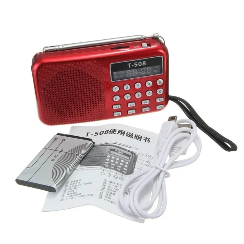 T-508 Muzikos grotuvas Nešiojamas FM radijo kišenės dydis su įmontuota ištraukiama antena 3W garsiakalbio dovana vyresniems vaikams Nuotrauka 1