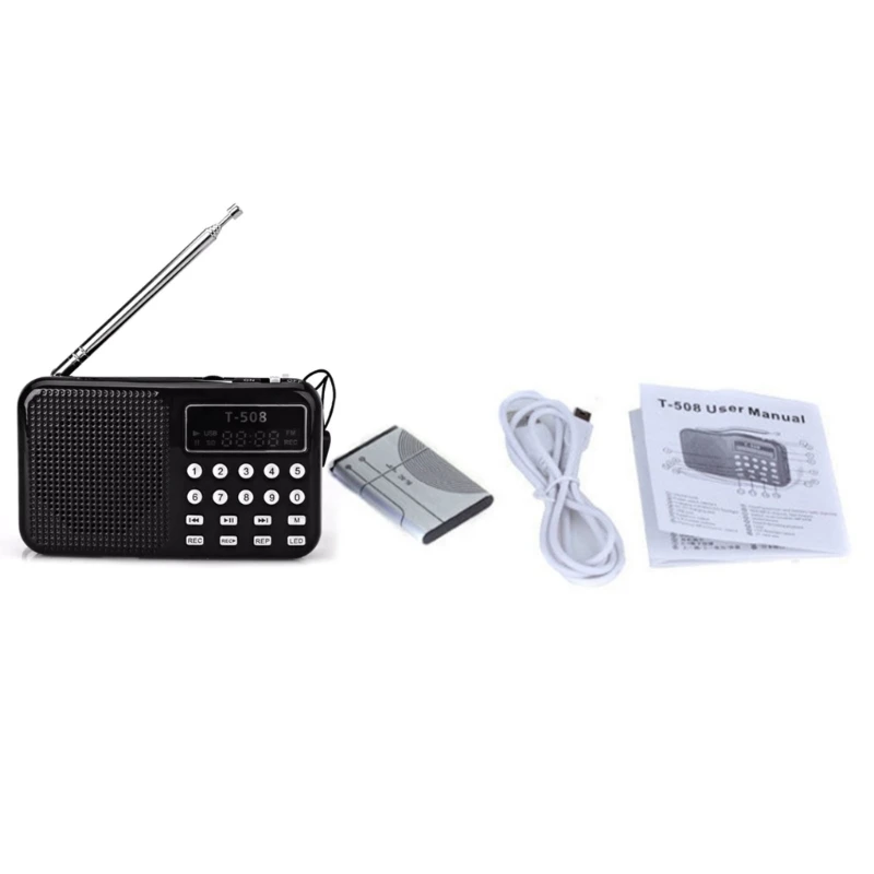 T-508 Muzikos grotuvas Nešiojamas FM radijo kišenės dydis su įmontuota ištraukiama antena 3W garsiakalbio dovana vyresniems vaikams Nuotrauka 3