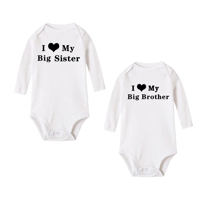 I Love My Big Sister Big Brother Funny Baby Bodysuit Long Sleeve Body Baby Girl Baby Boy Jumpsuit Clothes Nuotrauka 1
