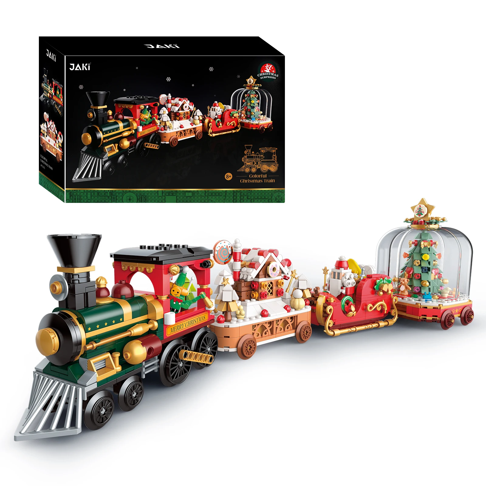 JAKI 5165 techninis traukinio statybinis blokas Žiemos atostogų traukinio modelio surinkimas Kaladėlių kalėdinis traukinys Žaislai Vaikai Kalėdinės dovanos Nuotrauka 0