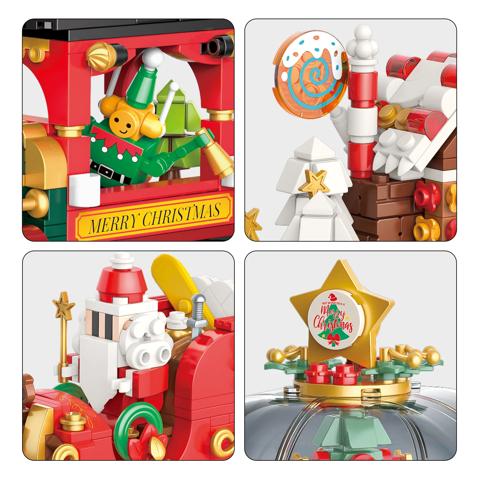 JAKI 5165 techninis traukinio statybinis blokas Žiemos atostogų traukinio modelio surinkimas Kaladėlių kalėdinis traukinys Žaislai Vaikai Kalėdinės dovanos Nuotrauka 5