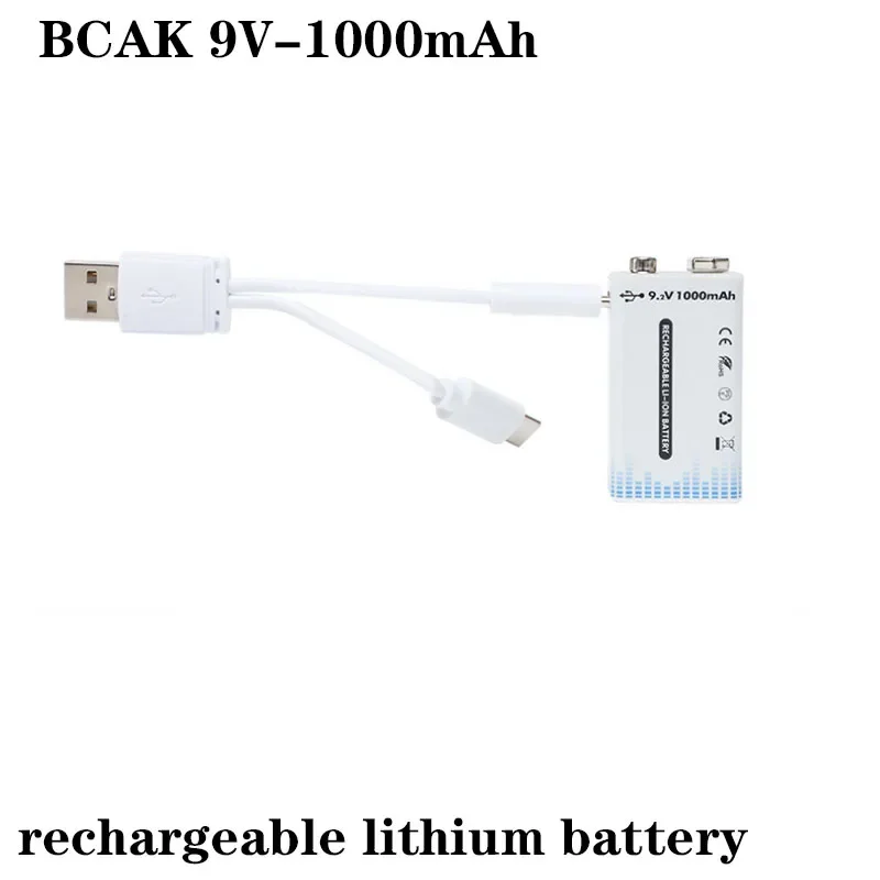BCAK 9V 1000mAh ličio baterija su C tipo USB, tinkama mikrofonams, prieigos užraktams, multimetrams, prietaisams ir skaitikliams ir kt Nuotrauka 0