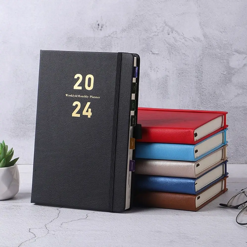 2024 Nešiojama dienotvarkės knyga Kalendoriaus knyga A5 PU užrašų knygelės Kūrybinės planavimo priemonės priminimas Darbalaukio datos kalendorius Dienoraščio planavimo priemonė Nuotrauka 0