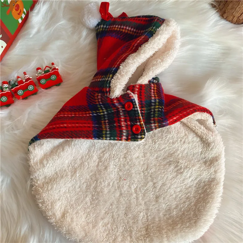 Šuo Kalėdų apsiaustas Katės Naujieji metai Apsiaustas su gobtuvu Naminių gyvūnėlių kepurė Augintinio šuniuko drabužiai Nuotrauka 1