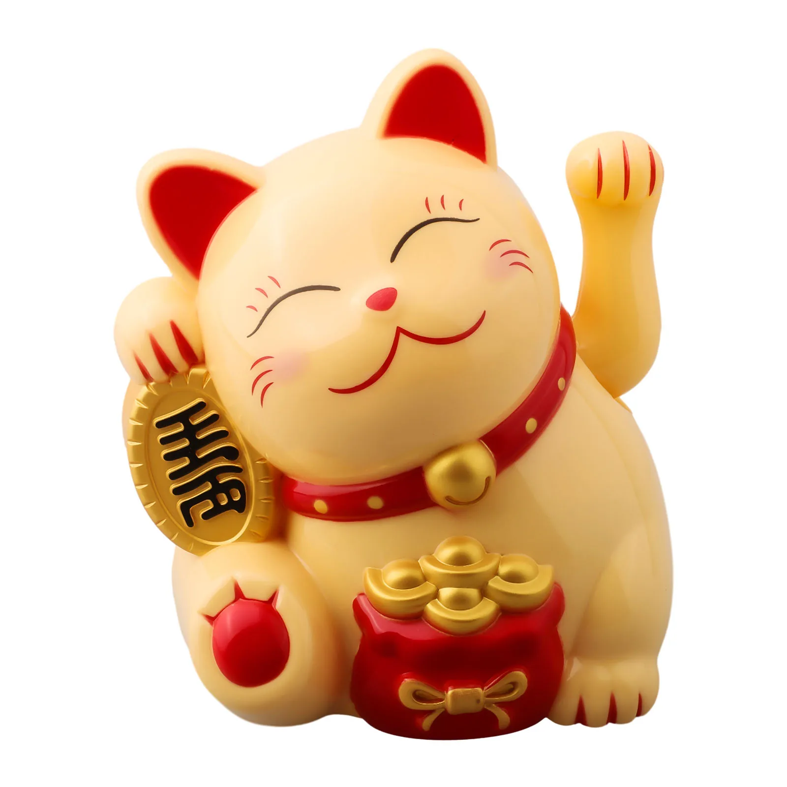 kinų laimingos katės dekoracija Banguojanti ranka Saulės šviesos indukcinė statula Figūrėlė sėkmei Namų automobilių papuošalai 12*12*14.5CM Nuotrauka 1