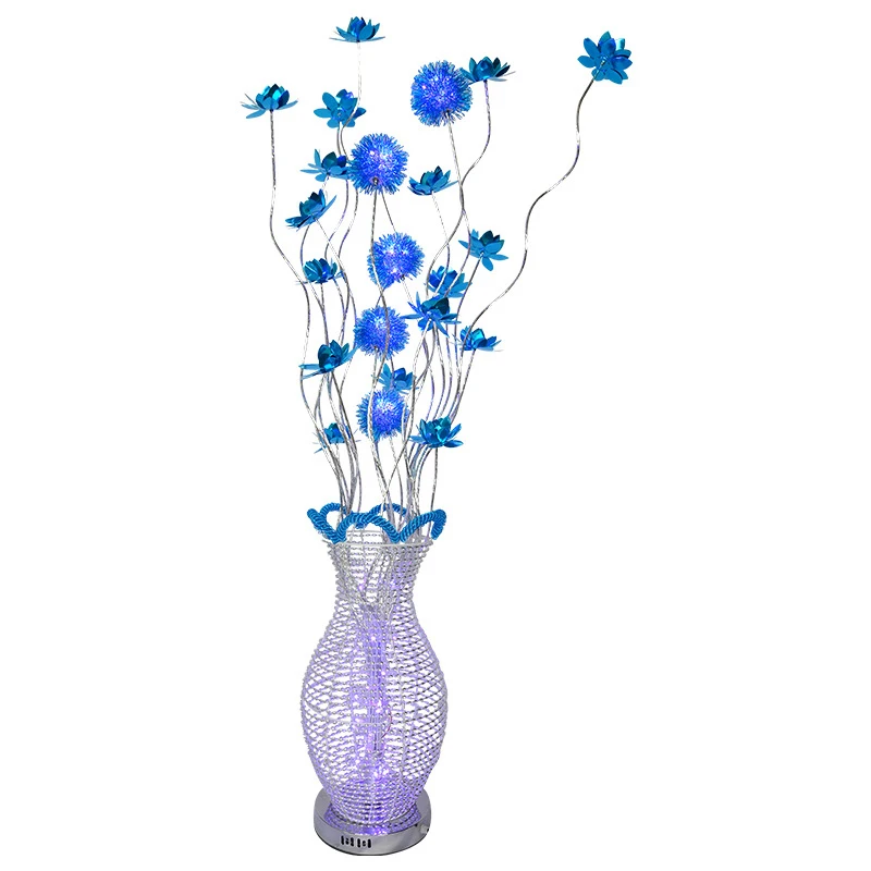 BALANDIS Šiaurės šalių mėlyna grindų lempa Modernus menas Svetainė Miegamasis Viešbutis Aliuminio viela LED originalumas Gėlių dekoratyvinė šviesa Nuotrauka 4