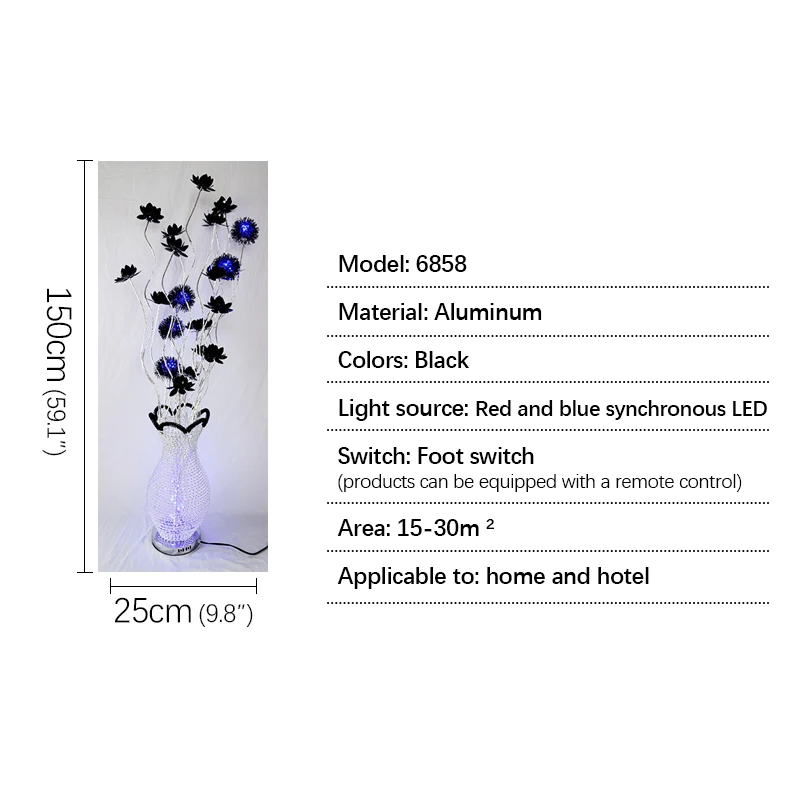 BALANDIS Šiaurės šalių mėlyna grindų lempa Modernus menas Svetainė Miegamasis Viešbutis Aliuminio viela LED originalumas Gėlių dekoratyvinė šviesa Nuotrauka 5