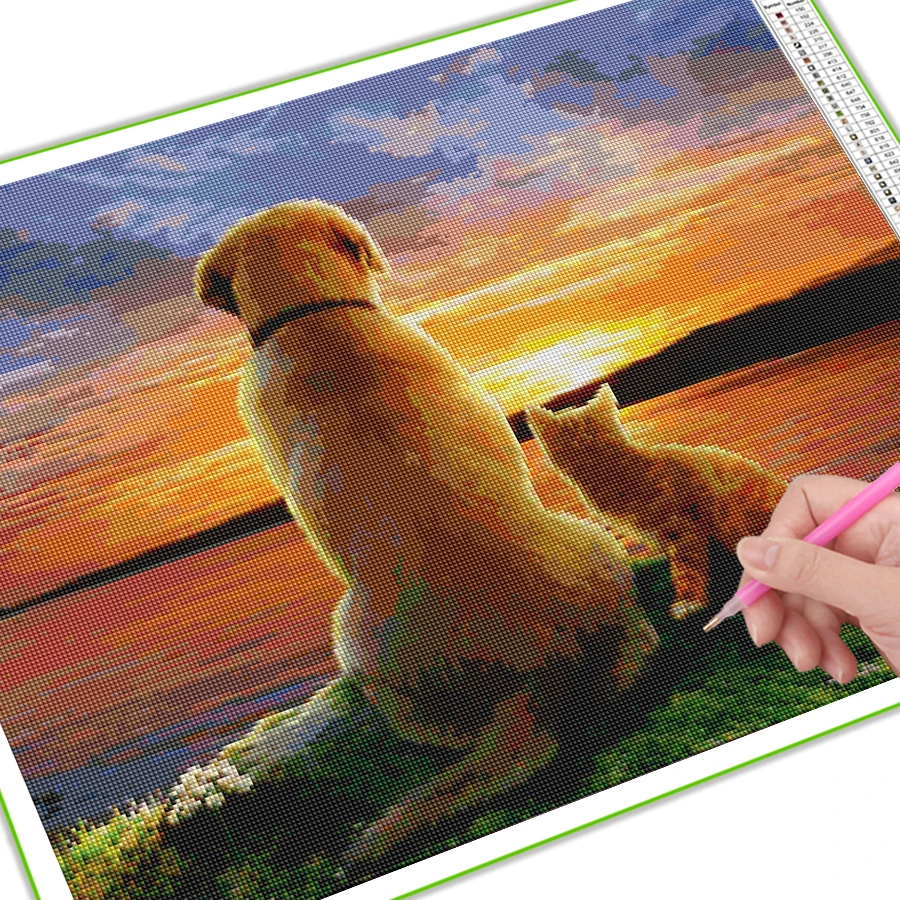 Nauja kolekcija Deimantų tapyba Arklio šuo Katė Pilnas kvadratas Apvalus Gręžtuvas Kalnų krištolo siuvinėjimas Laukiniai gyvūnai Tigrai Vilkai AA4553 Nuotrauka 1