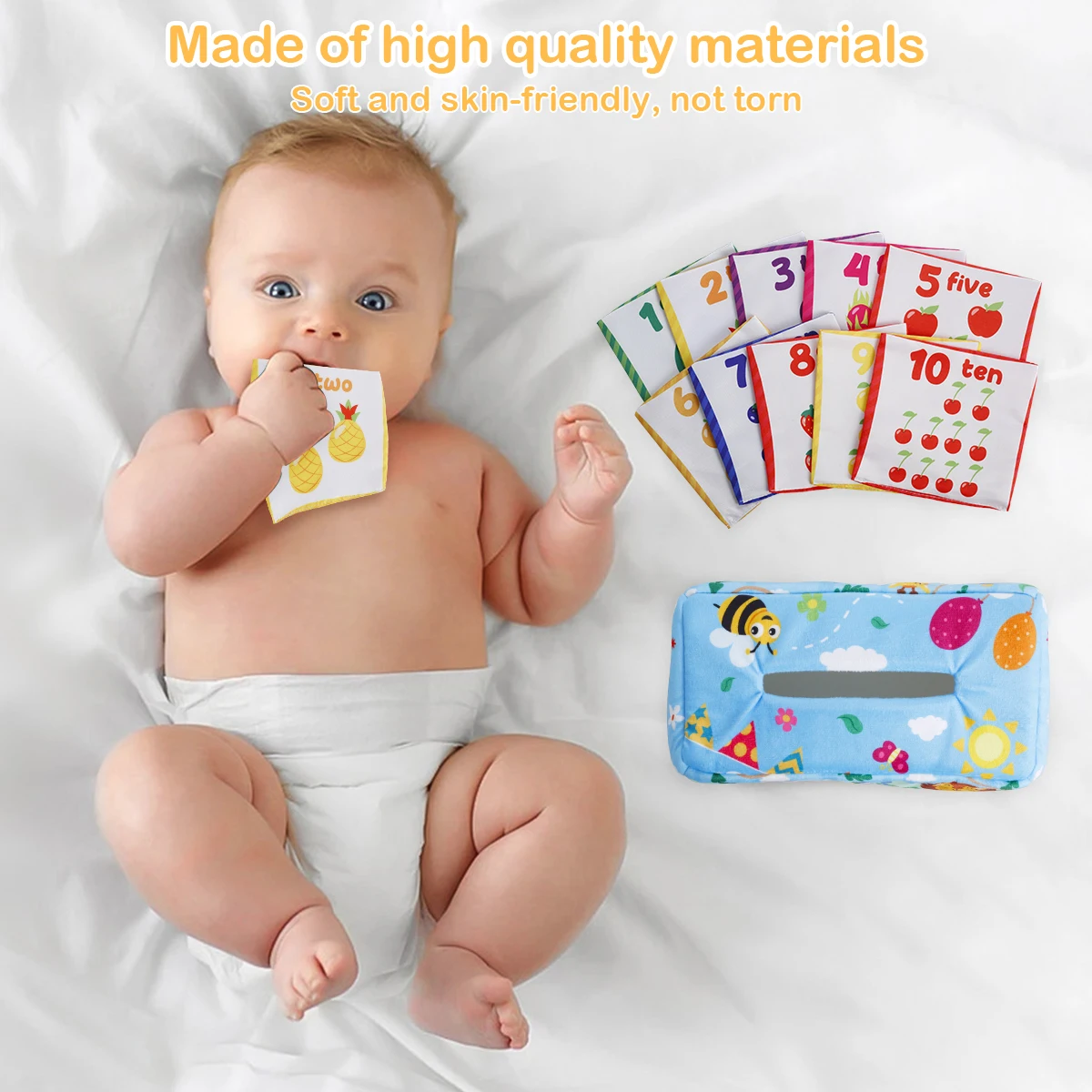 Baby Tissue Box Toy Sensory Crinkle Tissue Box Magic Tissue Box for Babies Digital Graphics Development Fine Motor Skills Nuotrauka 4