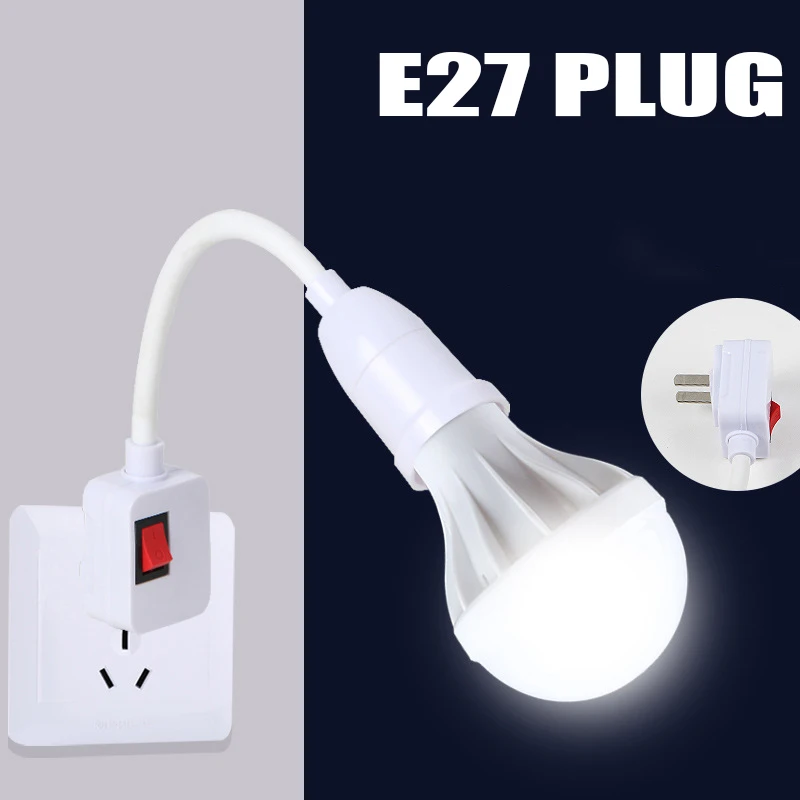 1Pc LED lemputė E27 lizdo lempos pagrindo laikiklio adapterio keitiklis su jungikliu ES JK kištuko energiją taupanti lempa stalui Nuotrauka 1