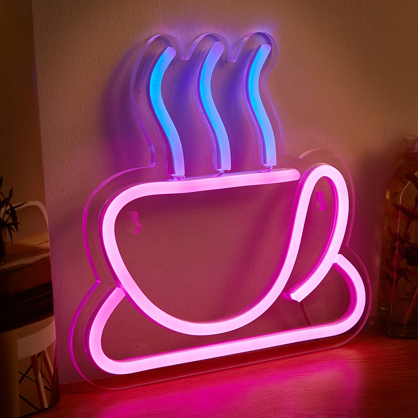 Chi-buy LED neoninis kavos puodelis USB maitinami neoniniai ženklai Naktinė šviesa 3D sienų menas ir žaidimų kambarys miegamasis svetainė Dekoro lempos ženklai Nuotrauka 1