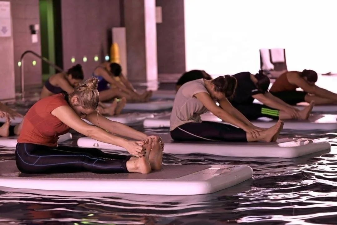 Vandens pripučiami jogos kilimėliai Gimnastikos kilimėlis ant vandens lašo dygsnio audinio Fitnesas Plūduriuojantis vandens sportas Oro takelis fitnesui Nuotrauka 2