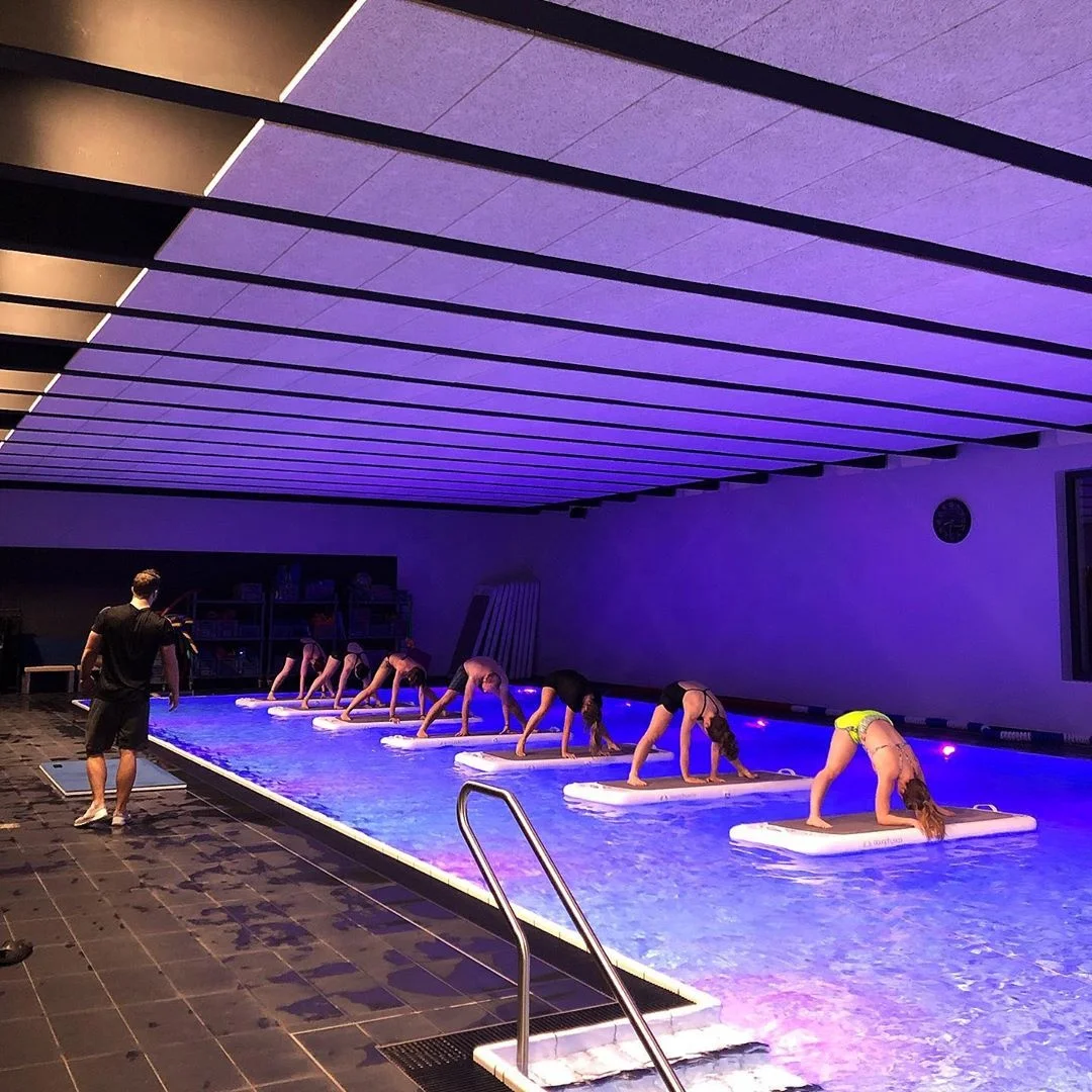 Vandens pripučiami jogos kilimėliai Gimnastikos kilimėlis ant vandens lašo dygsnio audinio Fitnesas Plūduriuojantis vandens sportas Oro takelis fitnesui Nuotrauka 5