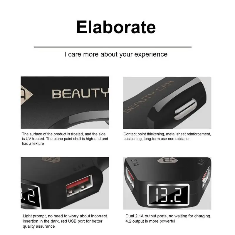 USB automobilinis įkroviklis 4200mA Dvigubi prievadai USB įkroviklis Patogus mažas automobilio USB lizdas Didelės galios automobilinio įkroviklio adapteris Skaitmeninis ekranas Automobilis Nuotrauka 1