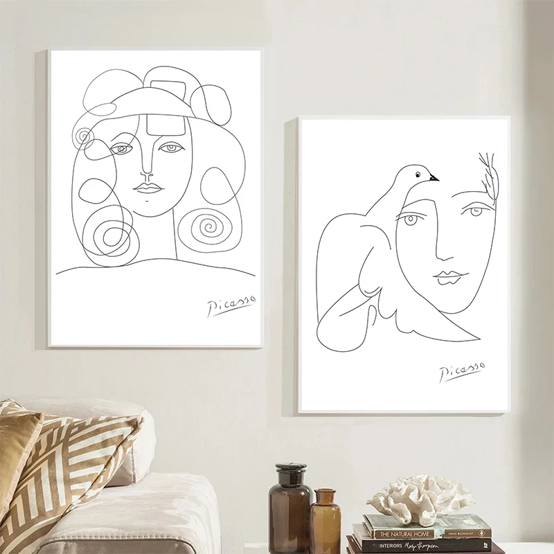 Abstrakti kūrybinė linija Drugelio balandis Plakatai Atspaudai Drobės spausdinimas Siena Picasso Minimalus menas Paveikslas svetainei Namų dekoras Nuotrauka 1