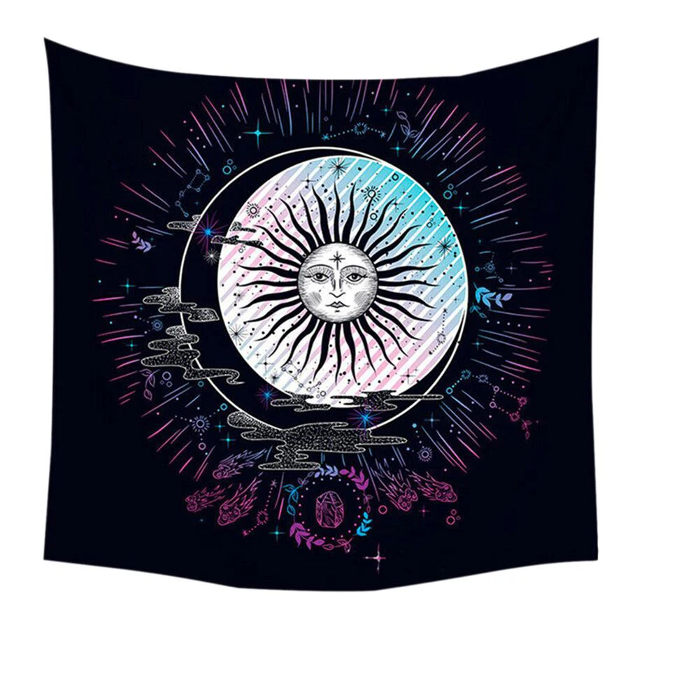 Indija Mandala Gobelenas Siena Kabanti saulė Mėnulio žvaigždė Pikniko antklodė Namų dekoravimo aksesuarai Joga Miegantis Gobelenas Meno kilimas Nuotrauka 1