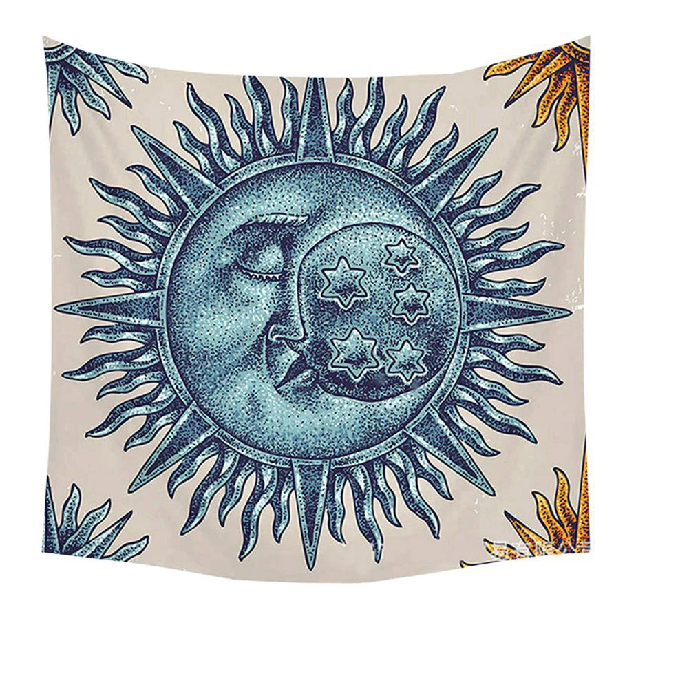 Indija Mandala Gobelenas Siena Kabanti saulė Mėnulio žvaigždė Pikniko antklodė Namų dekoravimo aksesuarai Joga Miegantis Gobelenas Meno kilimas Nuotrauka 3
