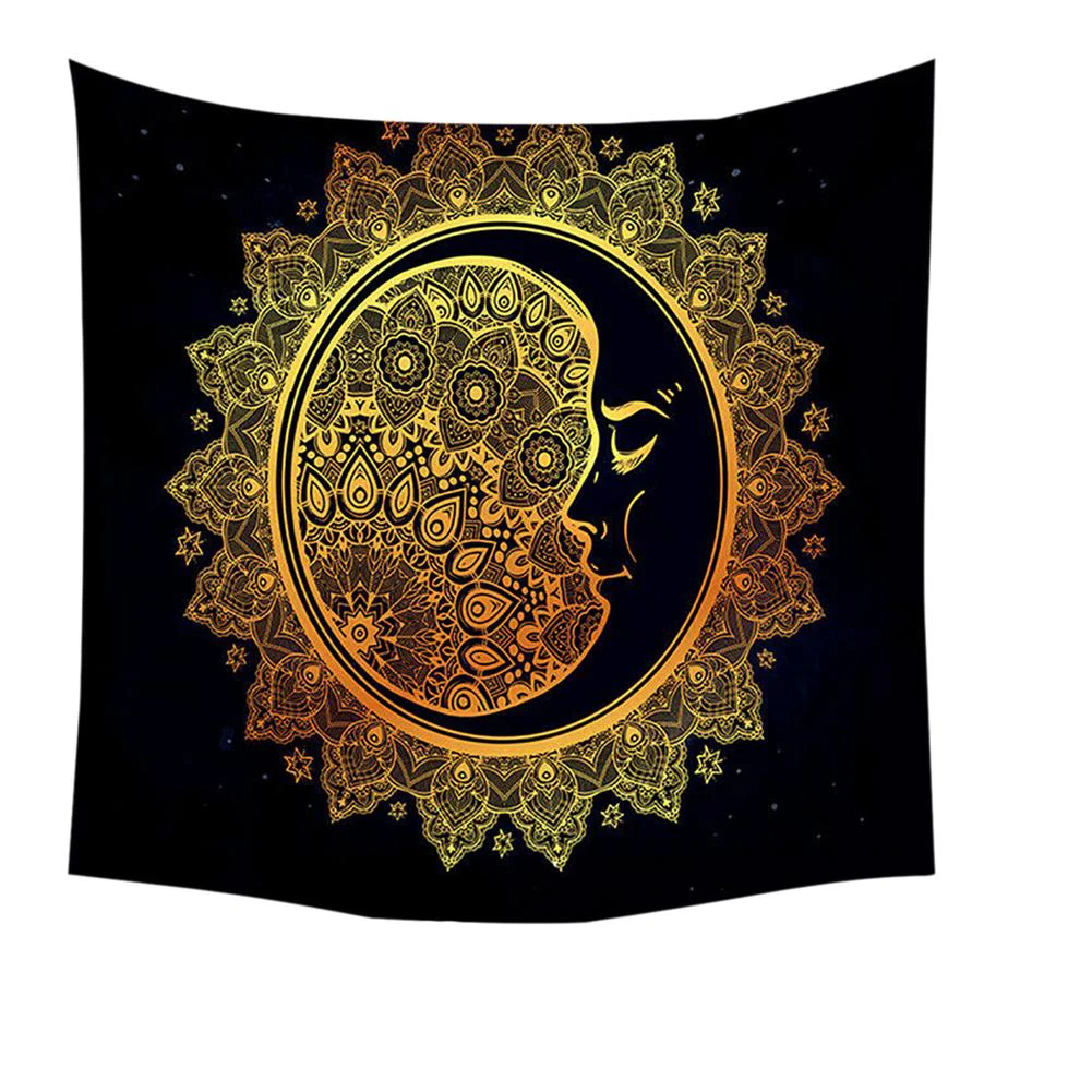 Indija Mandala Gobelenas Siena Kabanti saulė Mėnulio žvaigždė Pikniko antklodė Namų dekoravimo aksesuarai Joga Miegantis Gobelenas Meno kilimas Nuotrauka 5