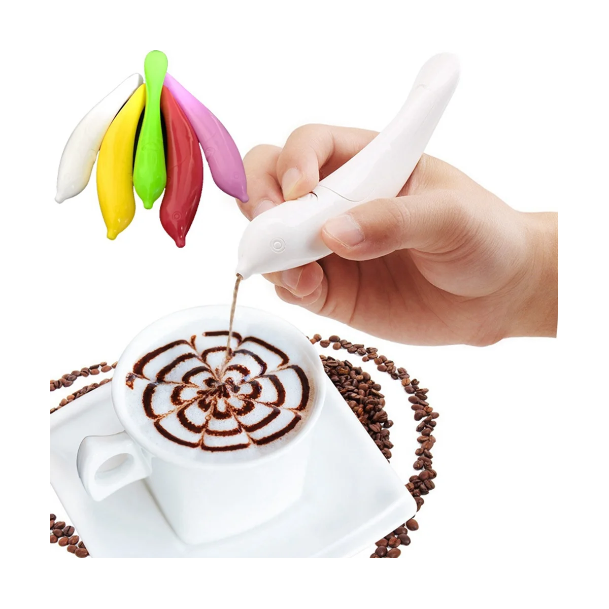 5 Pack Electric Latte Pen Tortų dekoravimo rašiklis Kepimo konditerijos įrankiai Kavos dekoravimas Nuotrauka 1