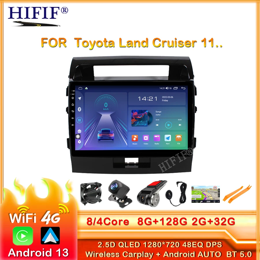 Android 13 skirta Toyota Land Cruiser 11 Automobilių radijas Multimedijos grotuvas GPS navigacijos automobilis Android Auto Carplay 2 din Nr. DVD Nuotrauka 0