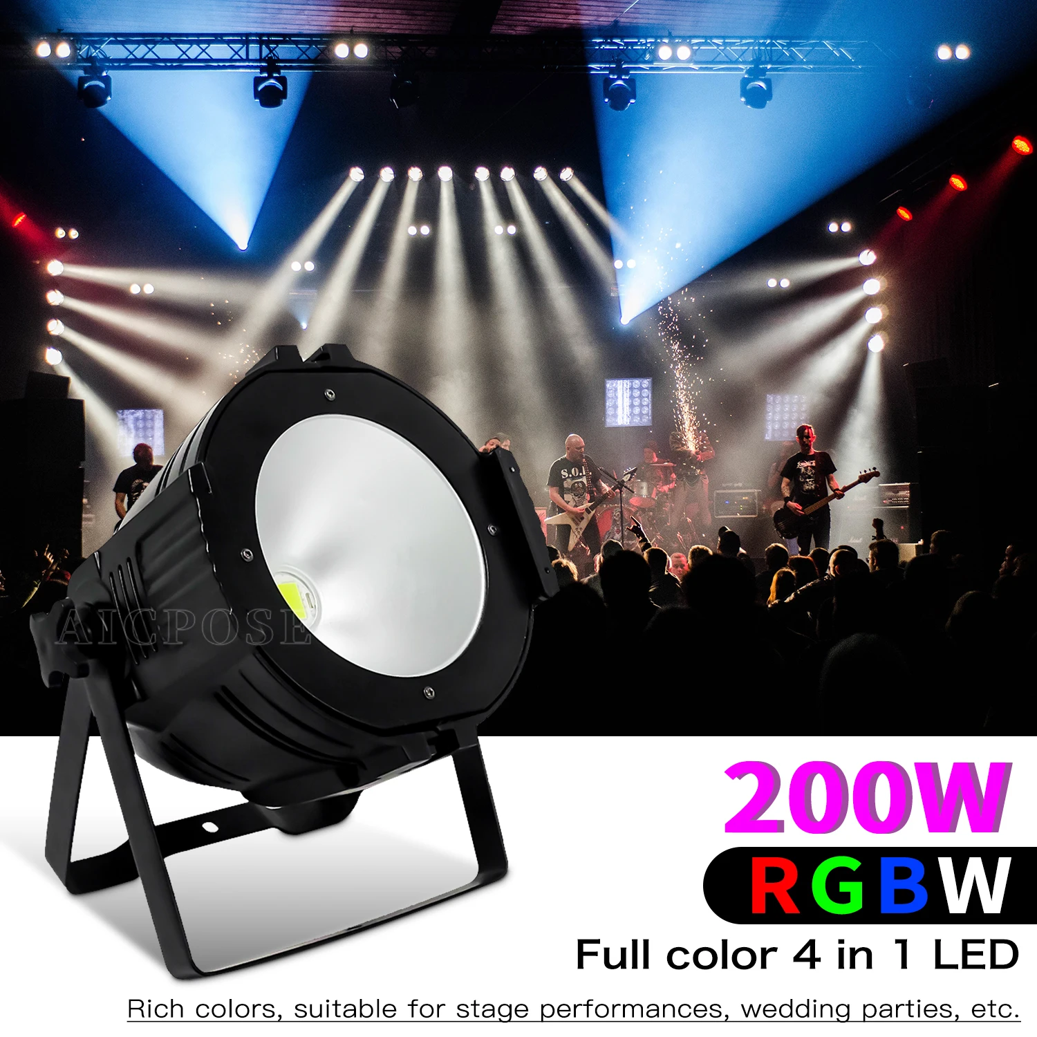 10Pcs/Lots 200W COB Audience Light Cool White White Stage Lighting RGBW 4 in 1 Aliuminio scenos prožektorius DJ Disco teatrui Nuotrauka 2