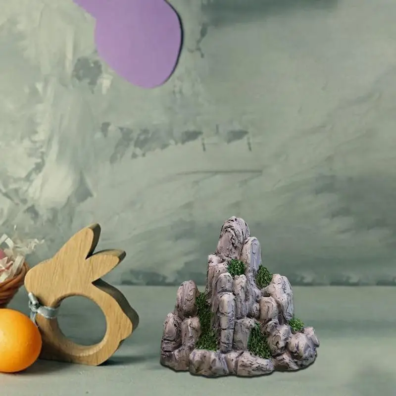 Kalnų akmens akvariumas Uolos Auksinės žuvelės priedai Akvariumas Vaizdas į kalnus Akmens ornamentas Medis Uola Urvas Žuvų bako apdaila Nuotrauka 3