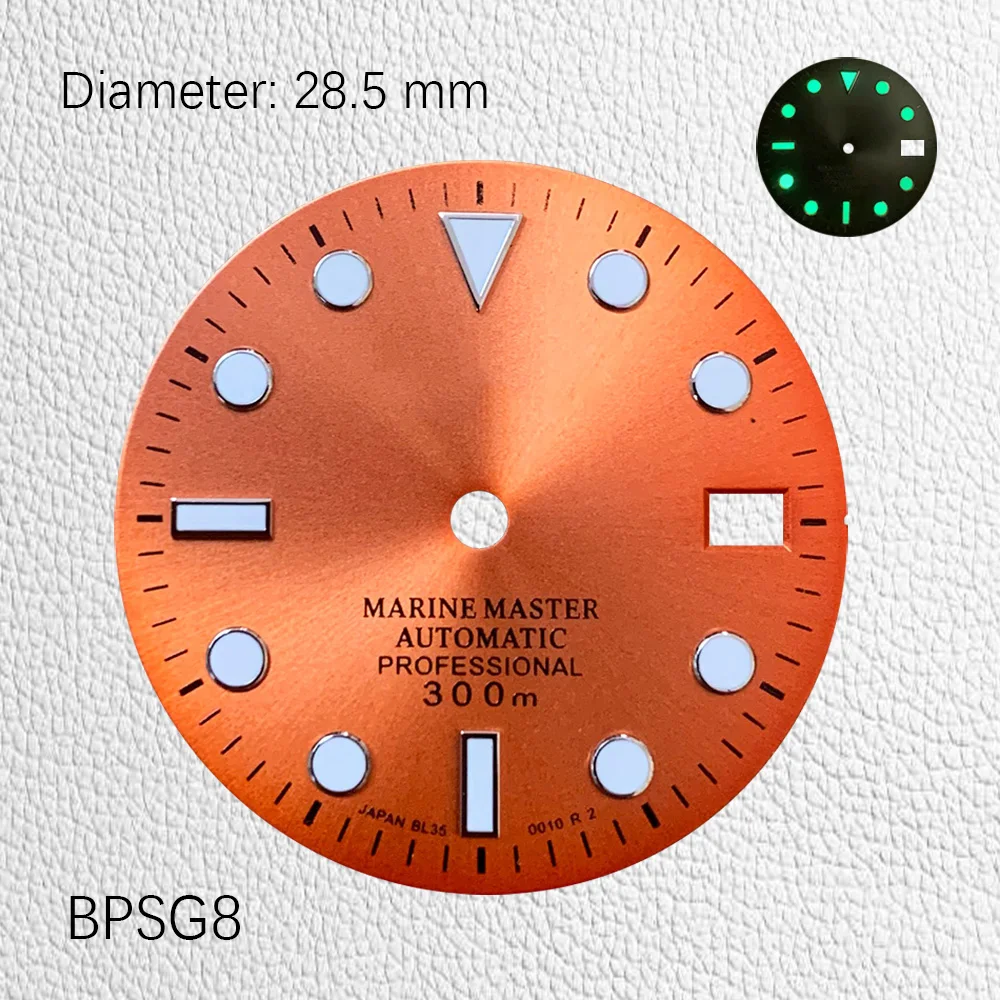 28.5mm Žalias švytėjimas Saulės raštas SUB Vienas kalendorius NH35 Dial NH35 dėklas Laikrodžių priedai Individualus laikrodis / S ko mod Nuotrauka 1