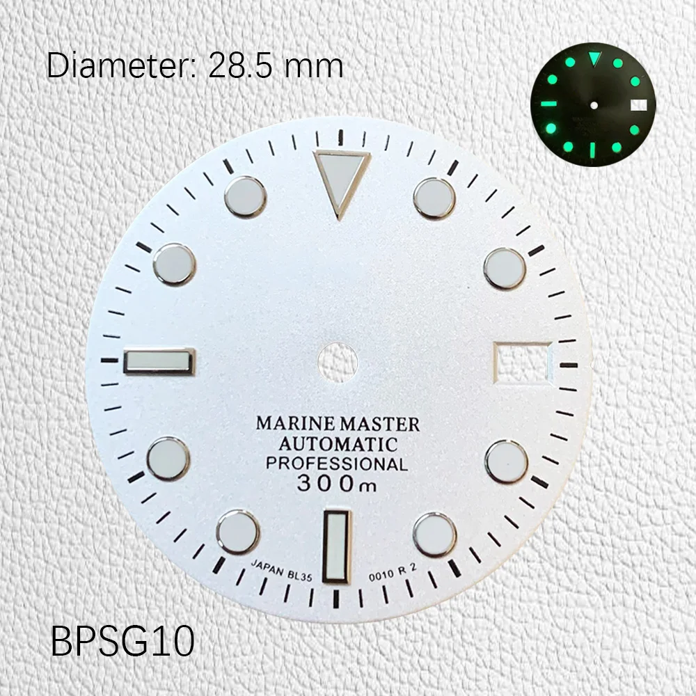 28.5mm Žalias švytėjimas Saulės raštas SUB Vienas kalendorius NH35 Dial NH35 dėklas Laikrodžių priedai Individualus laikrodis / S ko mod Nuotrauka 3