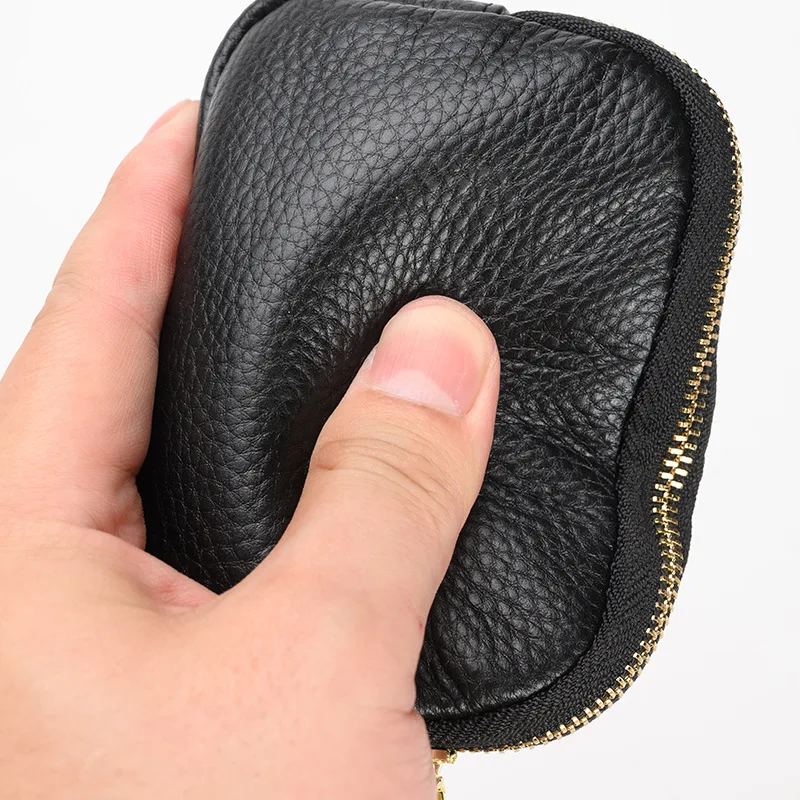 Pirmojo sluoksnio karvės kailio piniginė raktų pakabukas odinis užtrauktukas Maža piniginė monetų krepšys Creative Mini moteriškas laikymo krepšys Nuotrauka 2