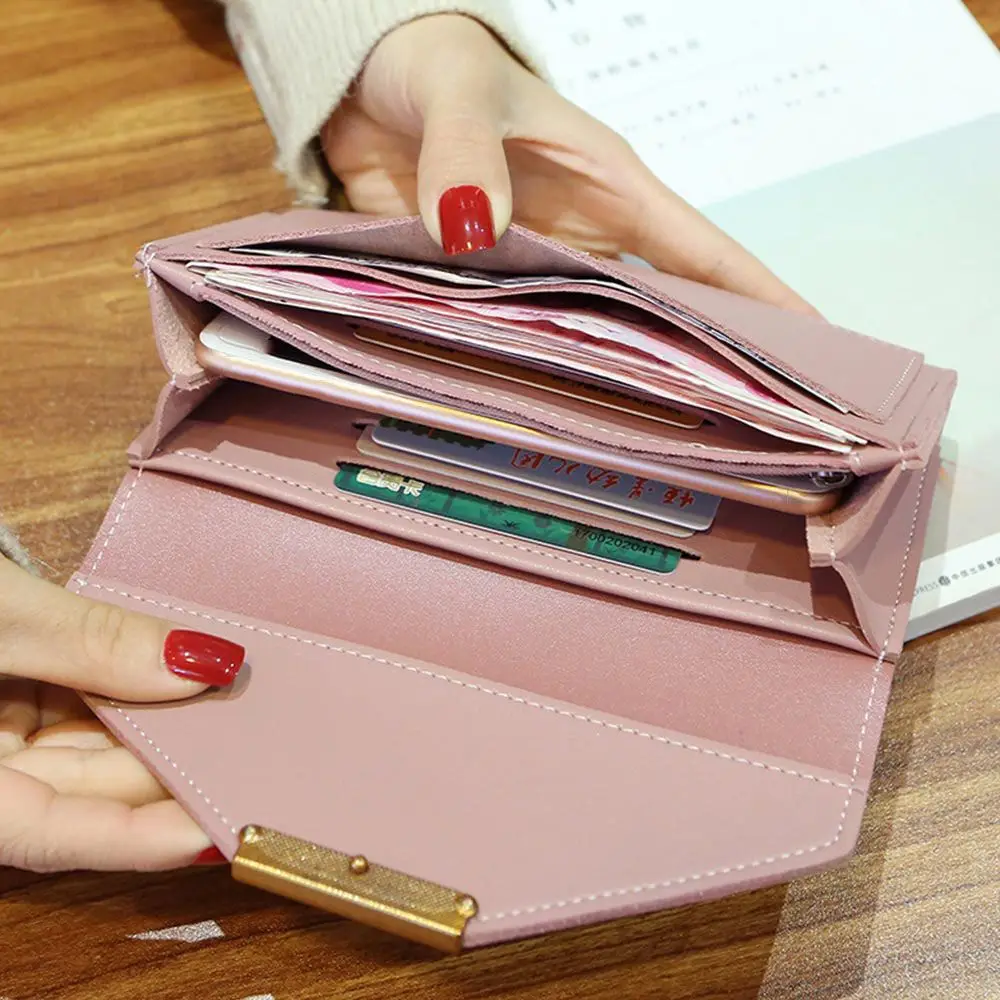 Fashion Women Long Wallets PU Leather Hasp Wallet Lady Money Bag Purse Clutch Phone Pocket Nuotrauka 2