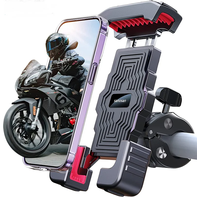 Universalus dviračio telefono laikiklis Viena ranka valdomas dviračio motociklo telefono laikiklis, skirtas 4,7–7 colių mobiliojo telefono smūgiams Nuotrauka 0