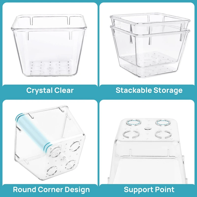 15PCS Clear Plastic Drawer Organizer Set 4-Size Universalus vonios kambarys ir 