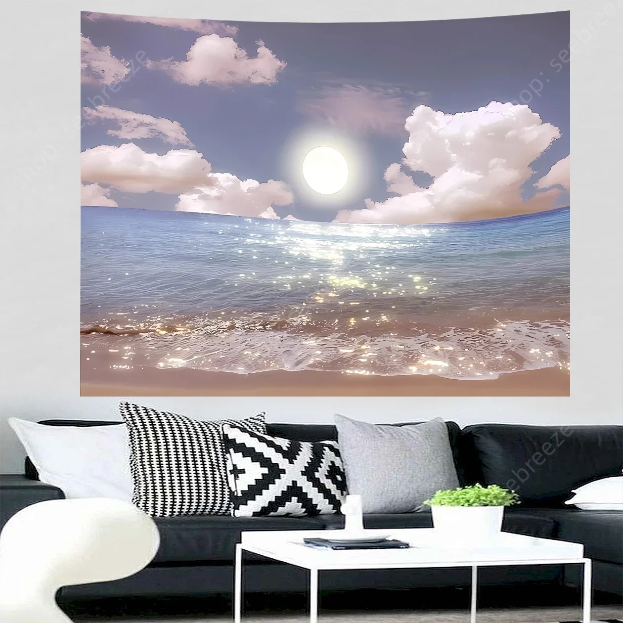 1vnt Persikų odos aksominis gobelenas su debesų raštu, kūrybinio pluošto daugiafunkcinė sieninė antklodė, naudojama namų sienų apdailai Nuotrauka 0