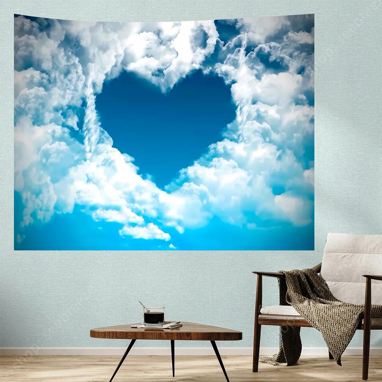 1vnt Persikų odos aksominis gobelenas su debesų raštu, kūrybinio pluošto daugiafunkcinė sieninė antklodė, naudojama namų sienų apdailai Nuotrauka 4