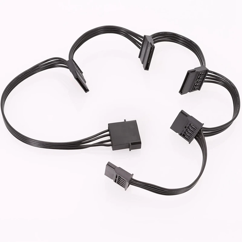 4PCS Molex 4Pin IDE To 5 SATA 15Pin kietojo disko maitinimo šaltinio skirstytuvo kabelis, skirtas 