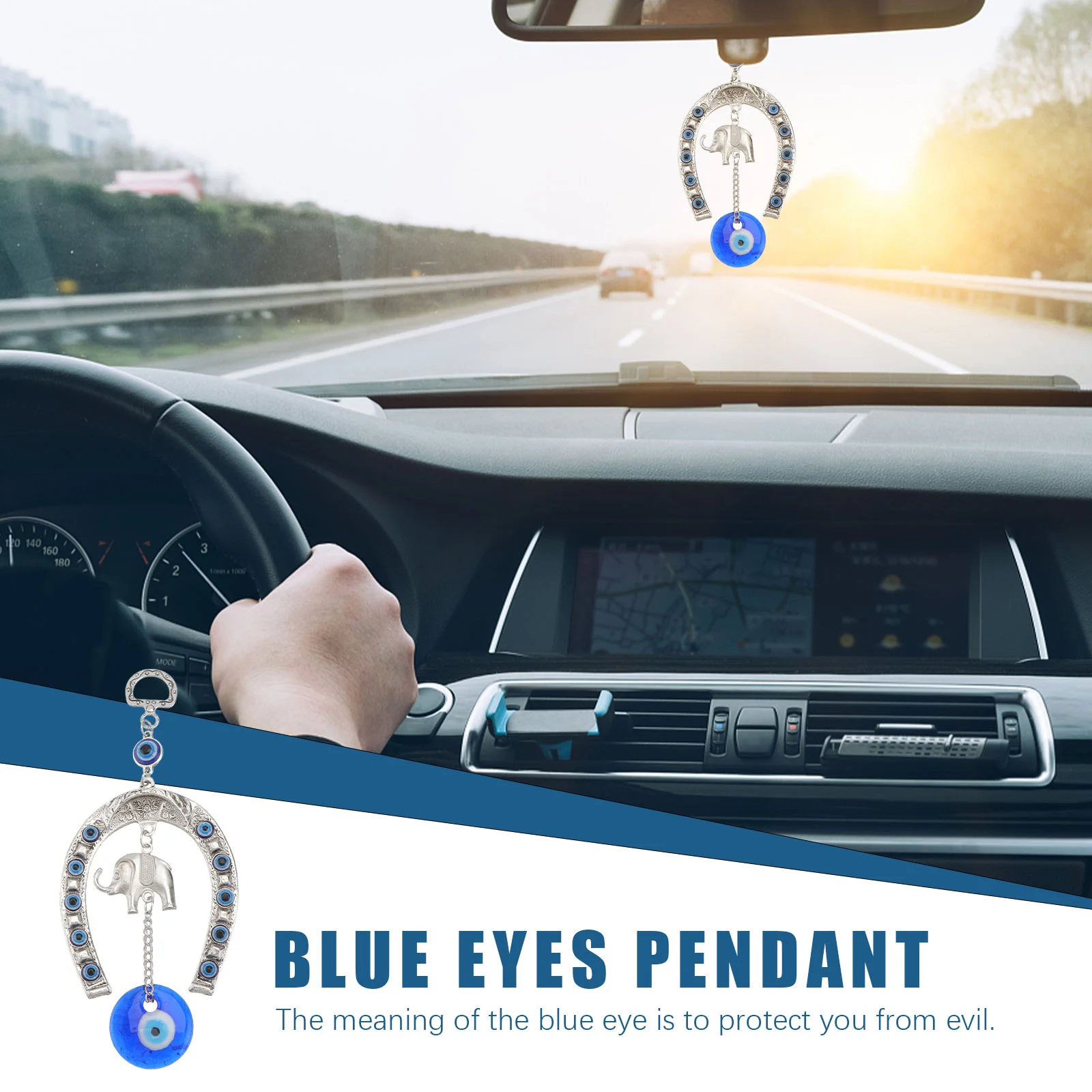 Turkų mėlynų akių pakabukas Dramblio pasagos lydinio automobilių dekoras Pagrindinis Pakabinamas dekoras Nuotrauka 4
