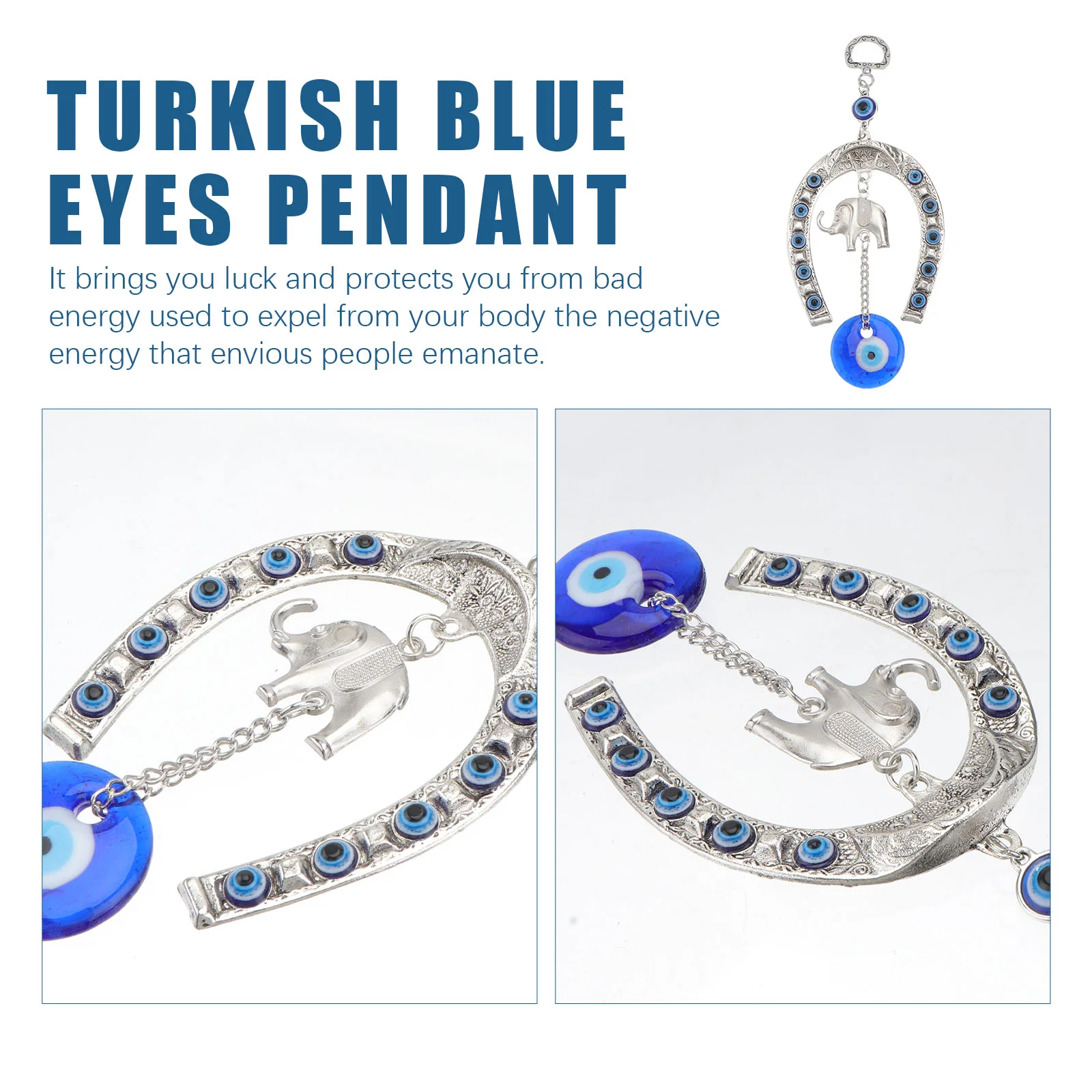 Turkų mėlynų akių pakabukas Dramblio pasagos lydinio automobilių dekoras Pagrindinis Pakabinamas dekoras Nuotrauka 5
