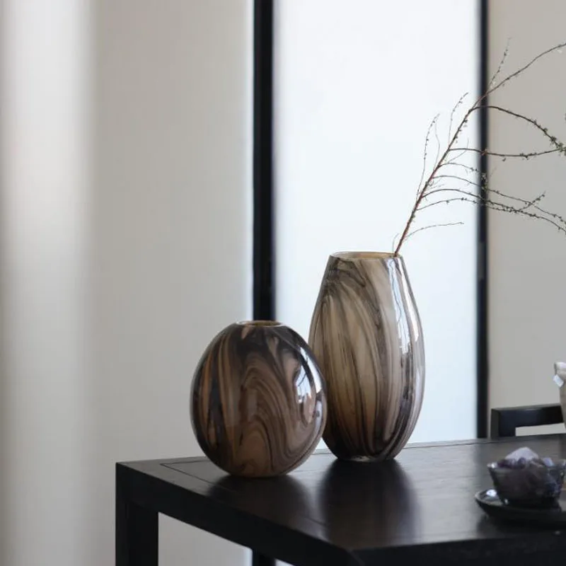 Naujasis kinų kūrybinis rašalas Quicksand akmens stiklo hidroponinė vaza dekoravimo dizaineris Kambario vaza Nuotrauka 3