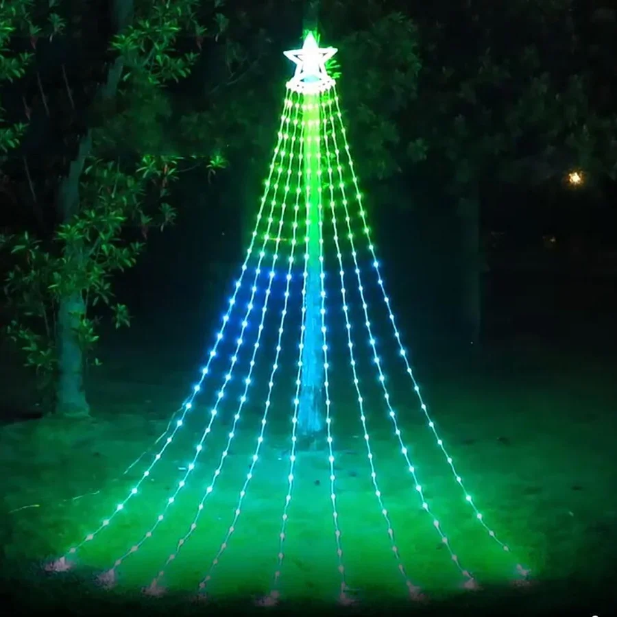 9X2.8M App Control Kalėdų eglutės krioklio lemputė Lauko LED išmanioji Kalėdų žvaigždės lemputė Garland RGB vestuvių fėjos styginių lemputė Nuotrauka 1