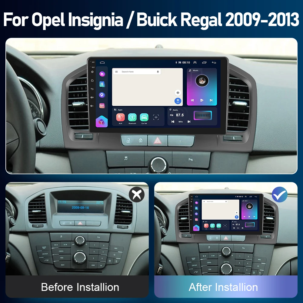 Podofo 4G CarPlay Android radijas, skirtas Opel Insignia 2009-2013 Buick Regal Multimedia Player GPS Stereo Ai Voice utoradio Unit Nuotrauka 1