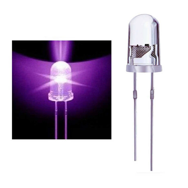 10vnt 5Mm IR LED infraraudonųjų spindulių šviesos diodas &100 vnt 5Mm apvalus violetinis violetinis UV diodas LED lemputė Violetinė spalva Nuotrauka 2