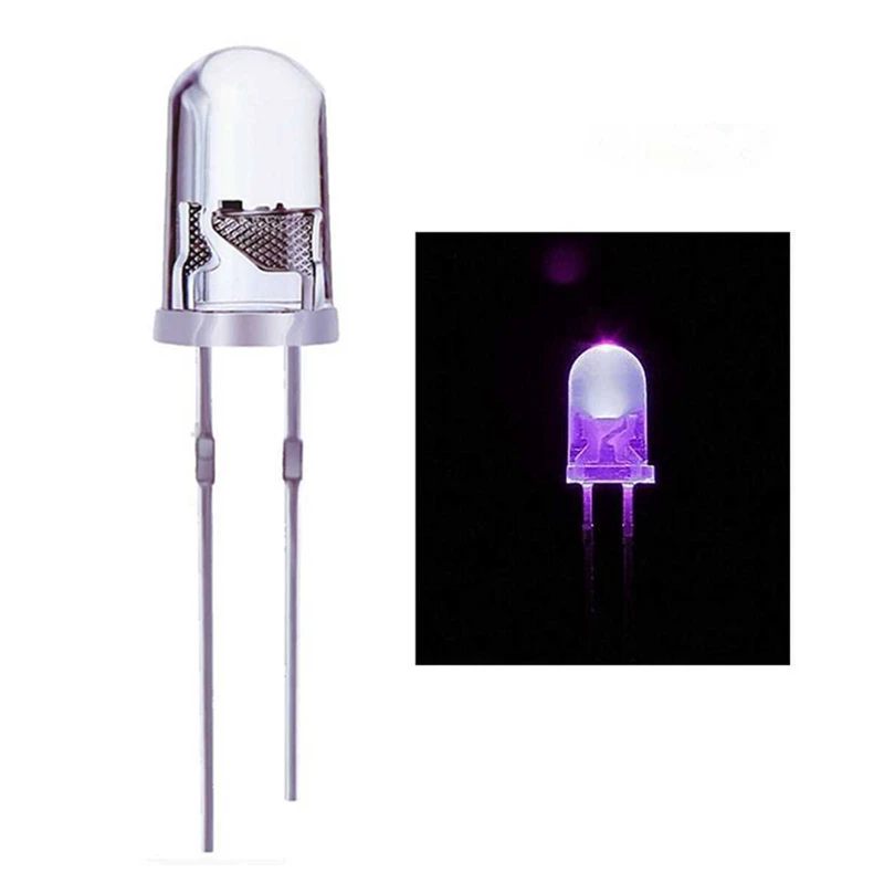 10vnt 5Mm IR LED infraraudonųjų spindulių šviesos diodas &100 vnt 5Mm apvalus violetinis violetinis UV diodas LED lemputė Violetinė spalva Nuotrauka 3