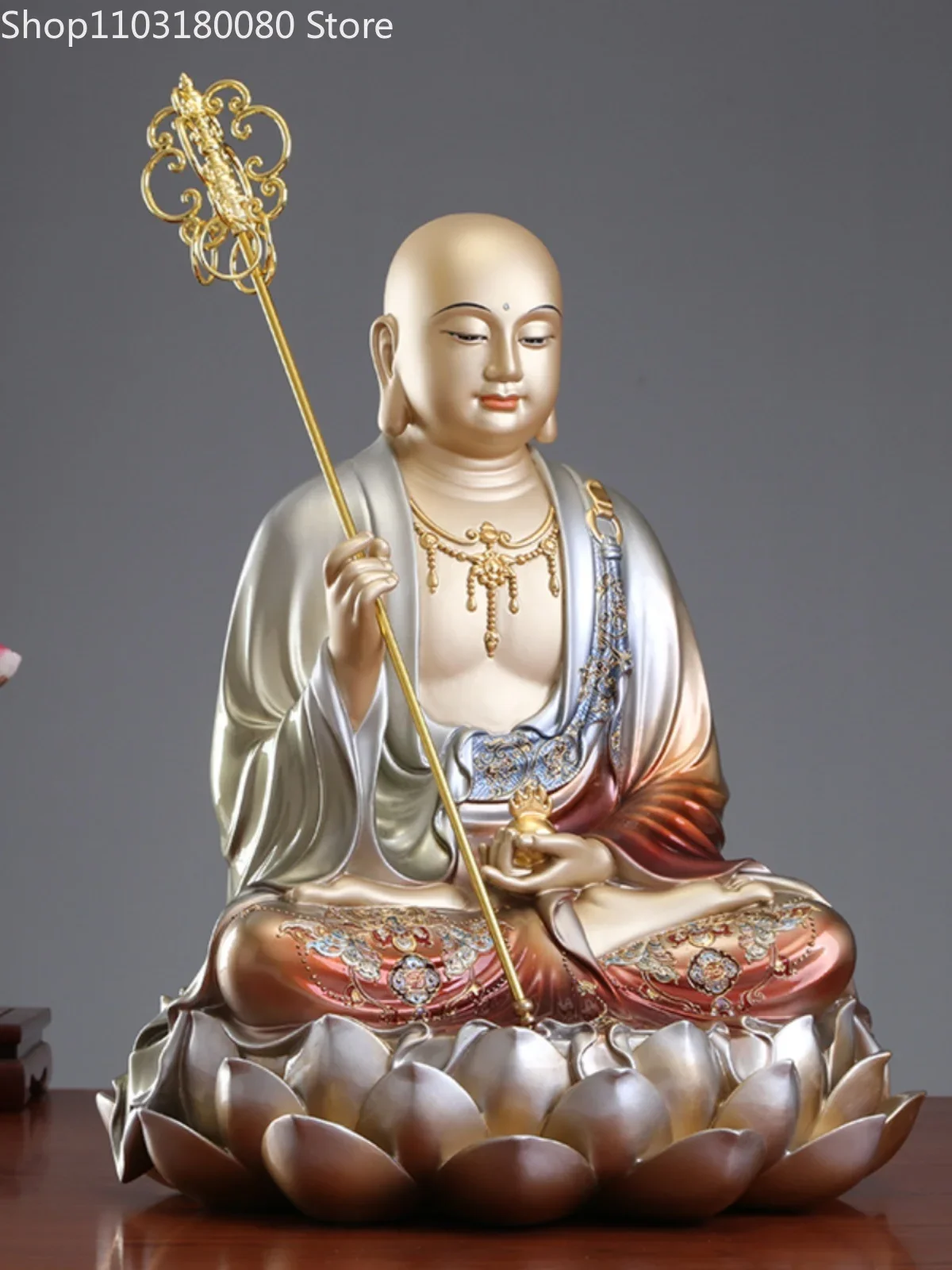 40cm 48cm Vario cloisonne emalis Ksitigarbha Budos statula Trys lobiai Buda Ksitigarbha Bodhisattva Dizang skulptūra Nuotrauka 1
