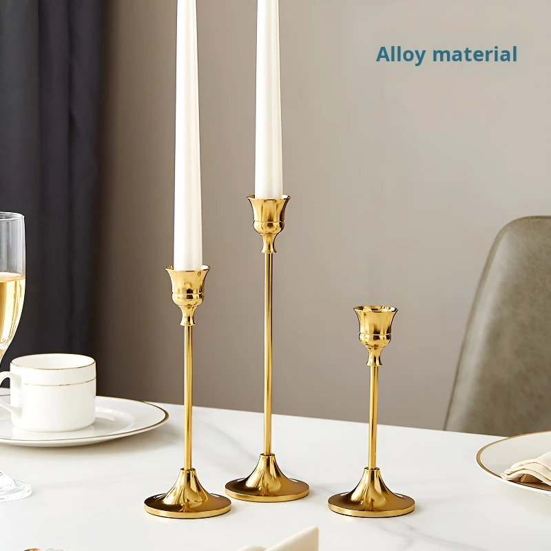 Nemokamas pristatymas Metaliniai šiaurietiško stiliaus žvakių laikikliai, vakarienė žvakių šviesoje, retro geležies žvakių laikiklių dekoracijos, galvanizuotas auksas Nuotrauka 1