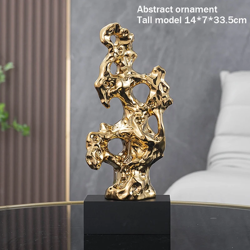 Keramika Taihu akmens alpinariumas Ornamentas Auksas Tuščiavidurė akmens statula Taihuite Koralų skulptūra Dekoratyvinės figūrėlės Dekoras Patvarus Nuotrauka 4