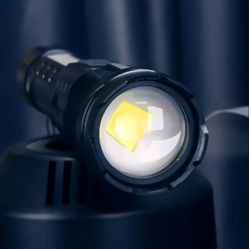 Stipri šviesa LED didelės galios žibintuvėliai greitai typ-c įkrovimo lauko apšvietimas lazerinis žibintuvėlis su kūgio įspėjamąja šonine darbo lempute Nuotrauka 2