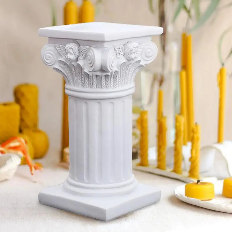 Romėnų kolona Graikų kolona Mini Derva Žvakidė Balta Romos kolona Figūrėlė 